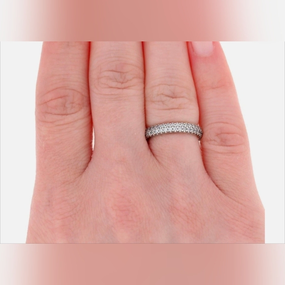 Pandora ✨ Sterling Silver Double Row Pave Band Ring Size 8 - Picture 4 of 7